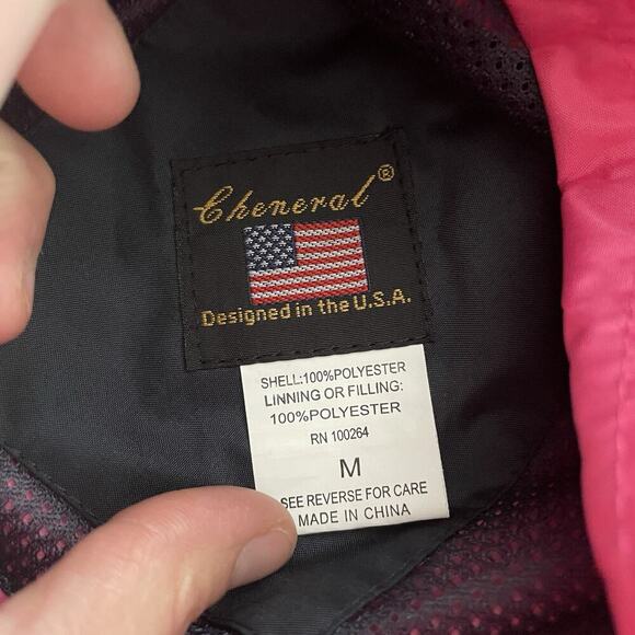 Cheneral Alaska Windbreaker Jacket Rain Coat Mens M Pink USA Mesh Lined Outdoor - Picture 12 of 14